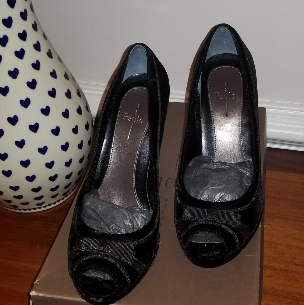 Paolo Black Velvet Shoes